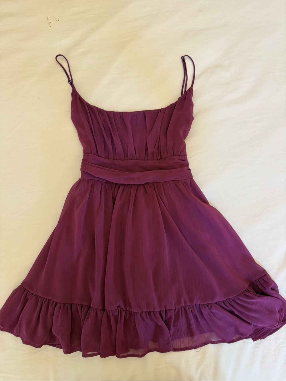 Lucy in the Sky Plum Spaghetti Strap Ruffle Hem Dress